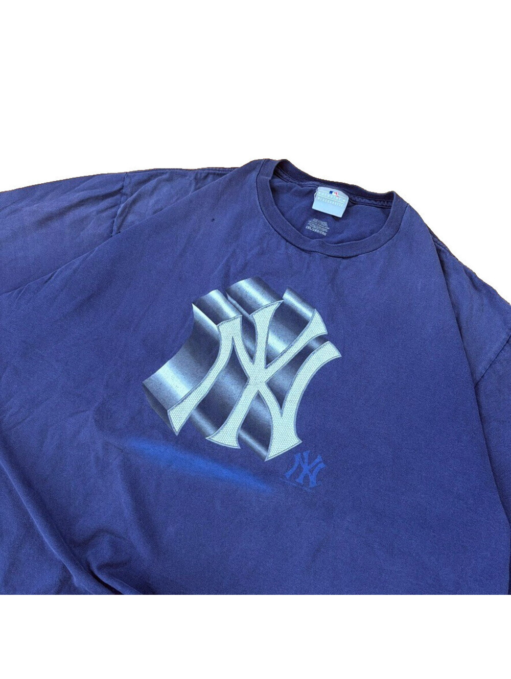 New York Yankees 3D Center Logo Tee 2XL Navy Blue MLB Boxy